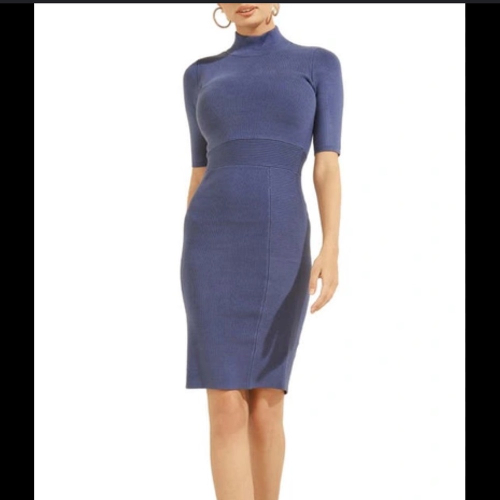 Guess Blue Body Con Ribbed Dress. Size Medium.